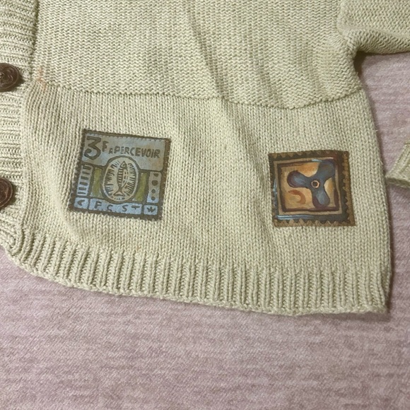 Rare Vintage 90s Blue Fish knitted button up sweater - Picture 3 of 10